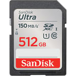 SanDisk 512 Go Ultra SDXC Carte, avec jusqu'à 150 Mo/s, homologuée A1, UHS-I carte, Classe 10, U1