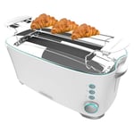 Cecotec Grille-pain Toast&Taste Extra Double W, 1350 W de puissance, Double fente longue pour 2 tartines, Arrêt et Popup automatiques, Acier inoxydable, Bac à miettes, Auto-centrage