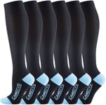 CAMBIVO 6Paires Bas de Contention Femme Homme, Chaussettes de Contention 20-30mmHg, Chaussettes Hautes Montantes, pour Circulation Sanguine Jambes, Sport, Course a Pied, Voyage Avion, Infirmiere