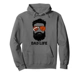 Football Basketball Dad Messy Hair Beard Football Basketball Pullover Hoodie