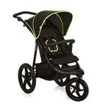 hauck Runner, Black / Neon Yellow - Robust All Terrain Pushchair with Raincover, XL Pneumatic Air Wheels, Reclining Backrest from Birth up to 22 kg, Height-Adjustable Handle, XL Mesh Window