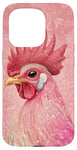 Coque pour iPhone 15 Pro Coq rose mignon avec étoiles poules sur rose