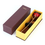 Rose Dipped In 24k Gold Forever Preserved Rose With Golden Leaf(Red)