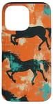 Coque pour iPhone 14 Pro Max Orange Pop Art Peinture Géométrique Cheval Sauvage