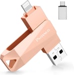 Clé USB pour iPhone [Certifié MFI] 512Go Clef USB 3.0 Avec protection par mot passe pour iOS 3 en 1 pour Android/Tablet/PC/Mac,Rose