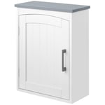 kleankin Meuble WC Suspendu Armoire à Pharmacie Murale Armoire Salle de Bain Rangement avec Porte et étagère réglable - 41 x 18,5 x 52 cm - MDF - Blanc