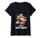 Womens Let's Disco Party Groovy Santa Retro 70s Funky Disco V-Neck T-Shirt