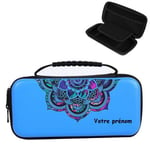 Etui pochette Switch LITE bleu personnalisee prenom mandala fluo