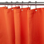 VANZAVANZU Shower Curtain for Bathroom with Metal Hooks Waffle Fabric Shower Curtain Heavy Duty Bath Curtain for Wet Room Bathtub Shower Stall, Weighted Hem, Water Resistant - 92 x 182cm (Orange)