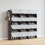 Armoire à Chaussures, Armoire modulable, Étagère de Rangement à Chaussures en Plastique, 12 Compartiments - Noir - Mondeer