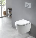 WC suspendu sans rebord B-8030R Blanc, avec nano-revêtement, couvercle soft-close inclus Standard