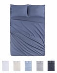 Todocama Underzy 4002 Parure de lit 4 pièces avec Drap-Housse réglable et 2 taies d'oreiller de 50 x 80 cm (lit de 90 x 190/200 cm, Bleu-Gris)