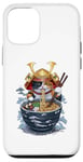 Coque pour iPhone 12/12 Pro Chat Samouraï mangeant des ramen Anime