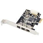 Haude PCI Express 3 Port Video Capture Expansion Card Firewire XIO2213AZAY Chipset 1394B 1394A PCIe 1.1 X1 Card