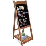 Unho - Panneau Publicitaire en Bois Tableau Noir Magnétique Sur Pied Ardoise Chevalet Pour Restaurant/Café/Bar/Bistrot 110 x 44cm - Marron