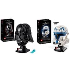 LEGO 75304 Star Wars Darth Vader Helmet Set, Mask Display Model Kit for Adults to Build, Gift Idea for Men & 75349 Star Wars Captain Rex Helmet Set