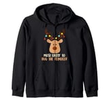 Christmas MOST LIKELY TO HUG THE REINDEER Kids Zip Hoodie