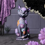 Hippy Kitty 26cm, lucky black cat figurine, flower power, fantas, halloween