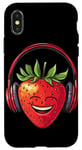 iPhone X/XS Funny Strawberry with Headphones for Music and Fruits Lovers Case