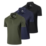 Gaiatiger 3 Pack Mens Polo Shirts Short Sleeve Quick Dry Lightweight Golf Casual Collared Tops Breathable Moisture Wicking Work Shirts（0427） Black Navy Green-L