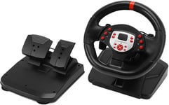 Volant De Course Driving Force 5 En 1, Noir, Avec Pédale 180 Degrés Paddle Shifter Vibration Pc Volant Pour Red Stripe