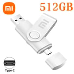 Xiaomi-Clé USB 3.0 de grande capacité,disque U en métal 2 en 1,transfert de fichiers à grande vitesse,clé USB portable étanche,2 To - Type White 512GB