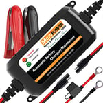 MOTOPOWER MP00206 12V 1.5Amp Chargeur de Batterie entièrement Automatique/Mainteneur pour Les Voitures, Motos, VTT, VR, Powersports, Bateau et Plus. Intelligent, Compact et économie d'énergie