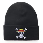 One Piece Anime Theme Pirate Monkey D.luffy Pattern Beanie Hat For Herr Kvinnor Unisex Vinter Varm Manschett Cap Mjuk Stretch Stickad Beanies Black