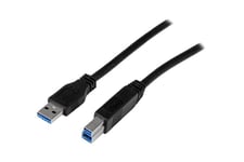 StarTech.com 2m 6 ft Certified SuperSpeed USB 3.0 A to B Cable Cord - USB 3 Cable - 1x USB 3.0 A (M), 1x USB 3.0 B (M) - 2 meter, Black (USB3CAB2M) - USB-kabel - USB Type B till USB typ A - 2 m