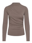 Long Sleeve Turtle Neck T-Shirt Brown Rosemunde