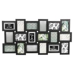 Large Multi Aperture Collage Picture Frame Holds 9/11/18 Photos 6x4 Wood Look (18 Piece Phot Frame, Black)