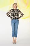 Izabel London Womens Black Floral High Shirred Neck Blouse - Size 12 UK