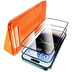 GlasFlength 2 Pièces Verre Trempé pour iPhone 15 Pro, Film de Vitre Protection Écran Couverture Complète Installation Automatique Dépoussiérage Automatique Dureté 9H Résistant aux Rayures Sans Bulles