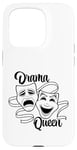 Coque pour iPhone 15 Pro Masques de théâtre comédie et tragédie Drama Queen Black Line