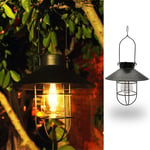 Retro Solar Lantern lampa i metall med krok - Svart - Varm belysning