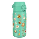 Ion8 Gourde Isotherme Enfant, Inox, 320ml, Anti-Fuite, Facile à Ouvrir, Verrouillage Sécurisé, Lavable au Lave-Vaisselle, Poignée de Transport, Durable, Acier Inoxydable, Motif 3D Les Abeilles