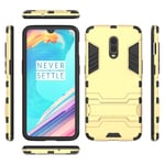 Mipcase Rugged Protective Back Cover for OnePlus 7/6T, Multifunctional Trible Layer Phone Case Slim Cover Rigid PC Shell + soft Rubber TPU Bumper + Elastic Air Bag with Invisible Support (Yellow)