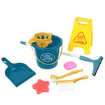 CLEMENT CLEMENTINE - Set de Ménage - Jeu d'Imitation - 109221 - Bleu - Plastique - Ménage - Balai - Jouet Enfant - Nettoyage - 24 cm x 17,5 cm - À Partir de 3 Ans