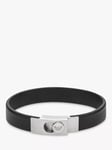 Emporio Armani Men's Leather Strap Bracelet, Black/Silver