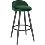 Woltu - 1 x Tabouret de Bar Chaise de Bar en Velours, Tabouret Bistro avec Repose-Pieds en métal, Vert foncé