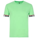 Moschino Mens Taped Sleeve Ends Logo Green T-Shirt material_cotton - Size Large