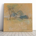 Big Box Art Canvas Print Wall Art John Henry Twachtman House nd Tree | Mounted & Stretched Box Frame Picture | Home Decor for Kitchen, Living Room, Bedroom, Hallway, Multi-Colour, 14x14 Inch