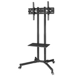 Hama Support TV sur Pied à roulettes avec Etagère Garantie 10ans (Pied TV Mobile, téléviseur 32" à 75" 40Kg, Hauteur Réglable, Support Mobile TV, Support de Sol, Compatible VESA jusqu'à 600x400) Noir