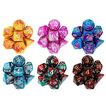 Dnd Tärningar 6 x 7 Set Polyhedral Dubbel Färg Tärningspåsar för Dungeons and Dragons Mtg Brädspel Rpg Dnd D20 D12 D10 D8 D4