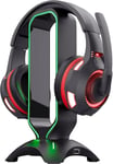 GXT 265 Cintar Support pour Casque Gamer, Porte Casque RGB, Bords Éclairés par LED avec Rythme RGB, 2 Ports USB, Pieds Antidérapants, Accessoire Bureau - Noir