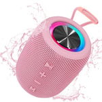 Enceinte Bluetooth Portable, Haut-Parleur BT5.3 sans Fil 20W Bluetooth Speaker Basses Riches 16H avec Lumière LED, Supporte Radio FM, TF, USB, AUX pour Maison, Cyclisme, Extérieur, Voyages, Douche