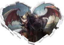 KAIASH 3d Wall Sticker the dragon on the fortress heart shape in 3D look wall or door sticker wall sticker wall sticker wall decoration 62x43cm