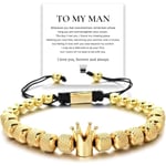 To My Man Armband För Män, Infinity Läder Flätad Make Födelsedagspresenter från frun Jag älskar dig för alltid och alltid handgjorda armband C Gold