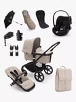 Bugaboo Fox 5 Pushchair & Accessories with Cybex Cloud G i-Size Rotating Baby Car Seat and Base G 360 Rotating ISOFIX Base Bundle, Desert Taupe/ Moon