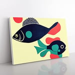 The Surprising Fish Abstract Canvas Wall Art Print Ready to Hang, Framed Picture for Living Room Bedroom Home Office Décor, 50x35 cm (20x14 Inch)